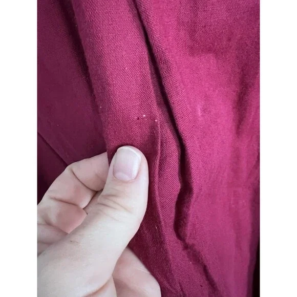 Gudrun Sjödén Women's Dress Linen Blend Floral Embroidery Burgundy Size Large